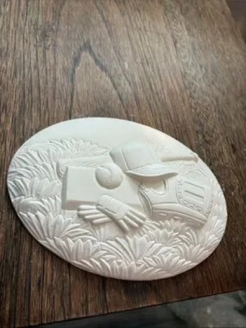 White Ceramic Cricket Relief Wall Art Plaque
